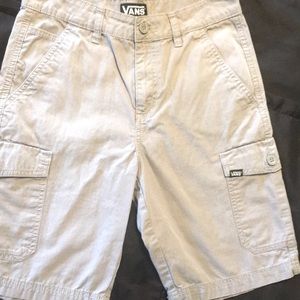 Gray Vans Cargo shorts.